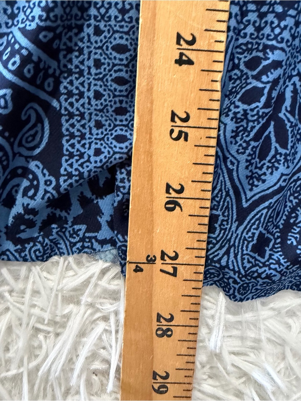Susan Graver Womens Liquid Knit Paisley Patchwork Top Size XL Tiered Blue Black - Picture 5 of 7